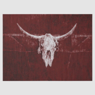 Rustic Western Bull Country Burgundy Red Old Tissue Paper