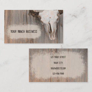 Rustic Western Bull Skull Vintage Sketch Art Business Card