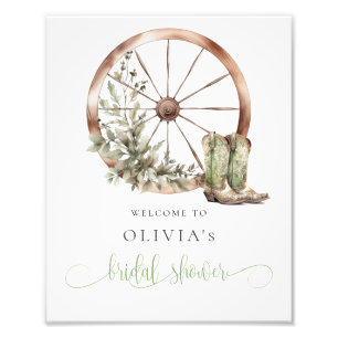 Rustic Western Calligraphic Bridal Shower Welcome Photo Print