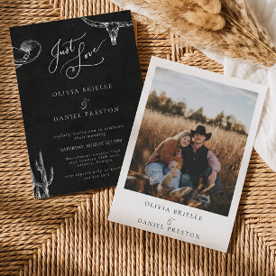 Rustic Western Chalkboard Cowboy Photo Wedding Invitation