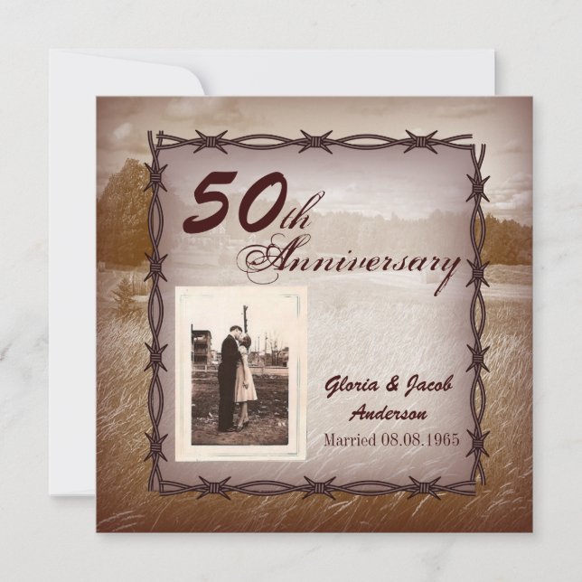 Rustic Western Country 50th Anniversary Party Invitation (Front)