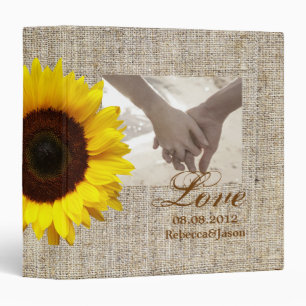 Rustic Western Country Burlap Sunflower Wedding Binder