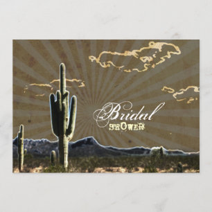 Rustic western country cactus bridal shower invitation