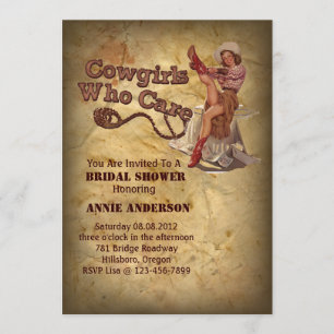 Rustic western country cowboy bachelorette party invitation