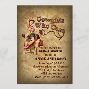 Rustic western country cowboy bachelorette party invitation