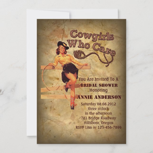 Rustic western country cowboy bachelorette party invitation (Front)