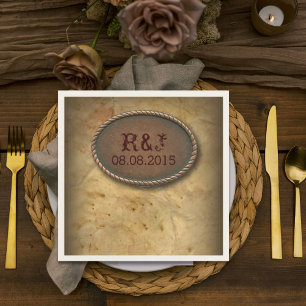 Rustic western country cowboy barn wedding napkin