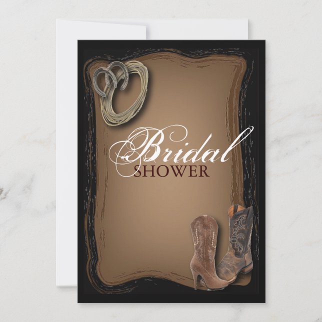 rustic western country cowboy bridal shower invitation (Front)