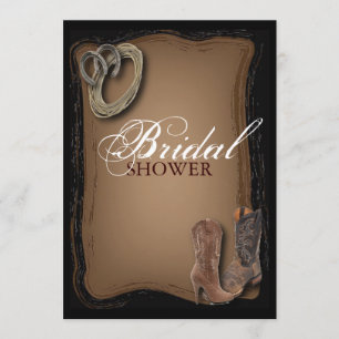 rustic western country cowboy bridal shower invitation