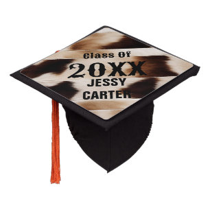 Rustic Western Country Cowboy Print Personalized Graduation Cap Topper