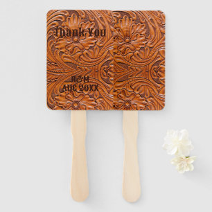 Rustic western country cowboy wedding favour hand fan