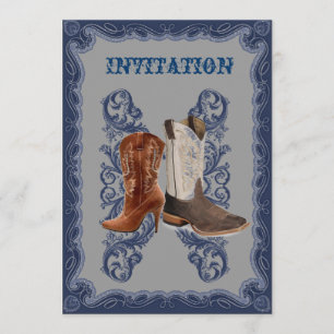 Rustic western country cowboy wedding invitation