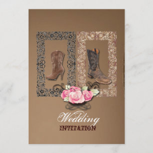 Rustic western country cowboy wedding invitation