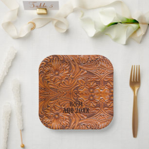 Rustic western country cowboy wedding  paper plate