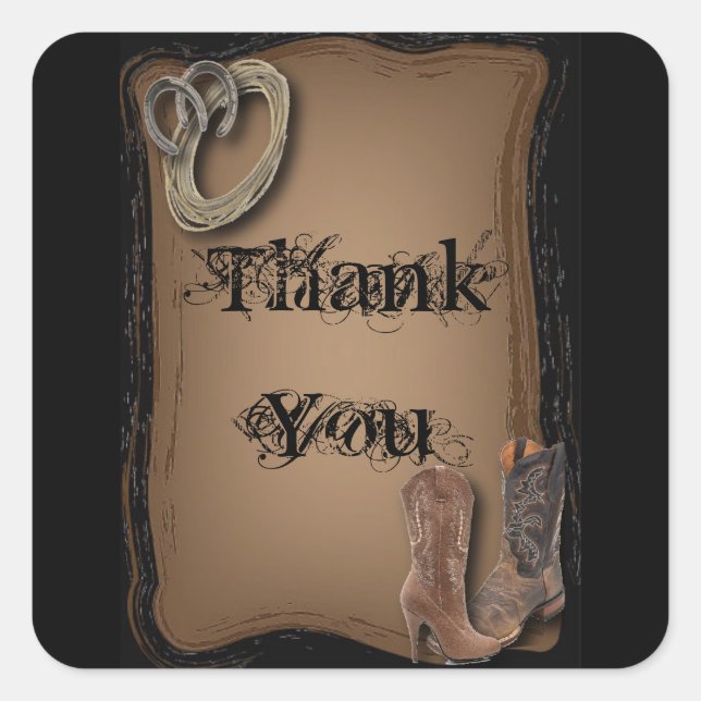 rustic western country cowboy wedding square sticker (Front)