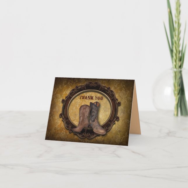 rustic western country cowboy wedding thank you (Front)
