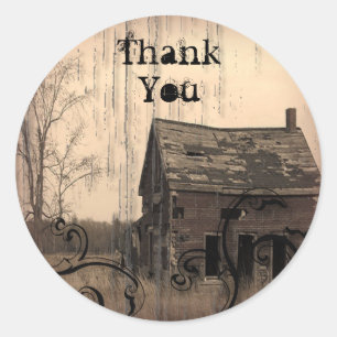 rustic western country farm barn wedding classic round sticker