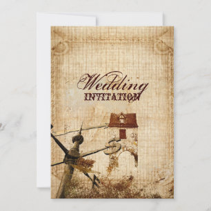 rustic western country farm barn wedding invitation