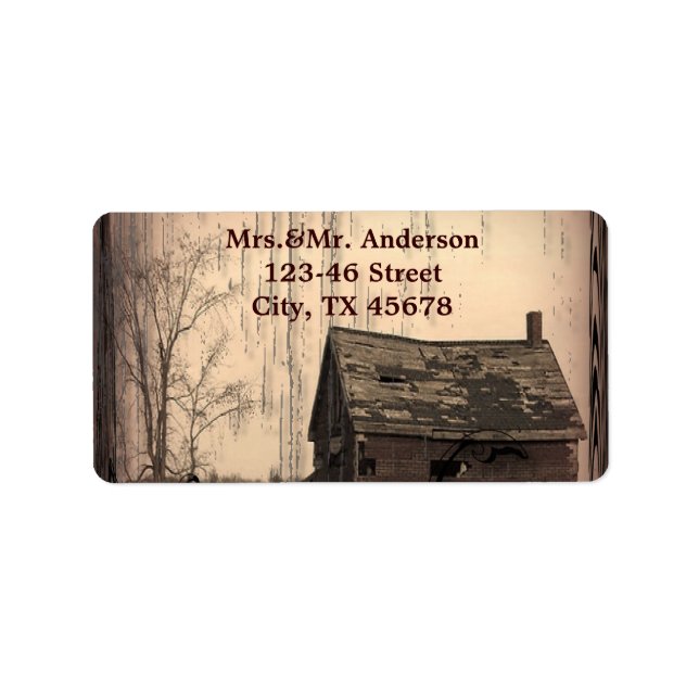rustic western country farm barn wedding label (Front)