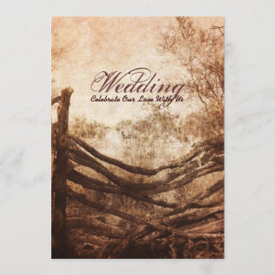 rustic western country farm wedding invitation