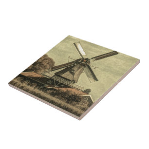 Rustic western country farmhouse antique windmill tile