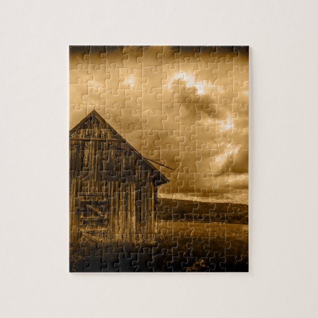 rustic western country farmhouse old barn jigsaw puzzle (Vertical)