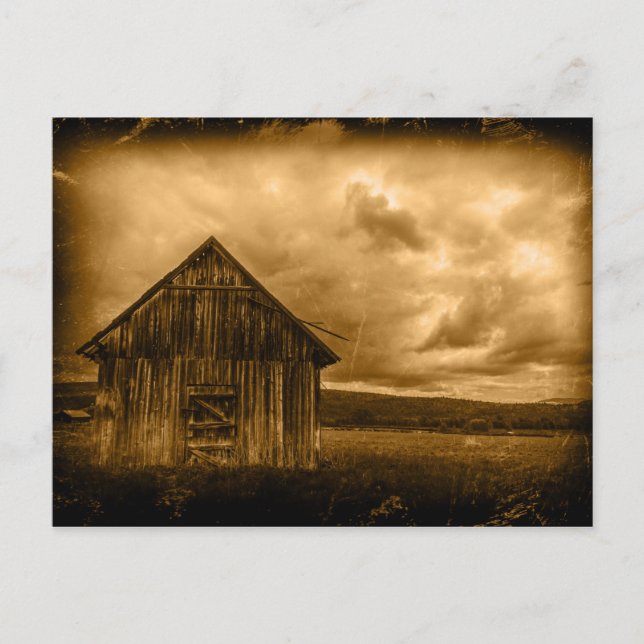 rustic western country farmhouse old barn postcard (Front)