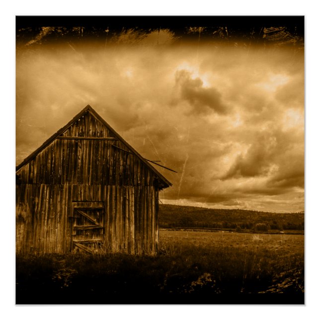 rustic western country farmhouse old barn poster (Front)