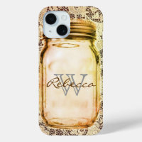rustic western country lace customizable mason jar