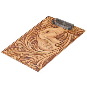 rustic western country leather equestrian horse clipboard