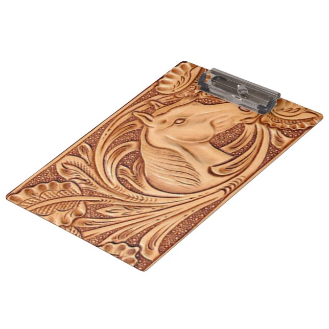 rustic western country leather equestrian horse clipboard (Angled)