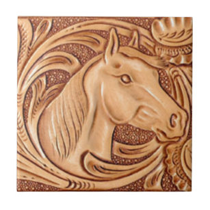 rustic western country leather equestrian horse tile