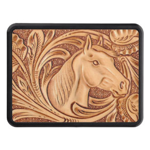 rustic western country leather equestrian horse trailer hitch cover