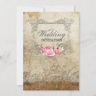 rustic western country outdoor wedding invitation