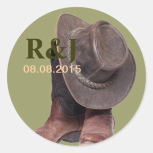 rustic western country rodeo cowboy boots classic round sticker