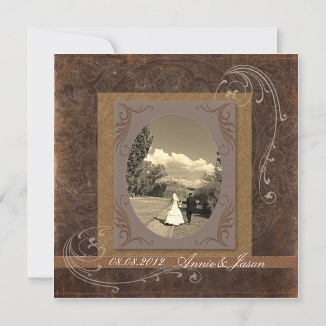 rustic western country steampunk wedding invitation (Front)