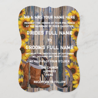Rustic western country style cowboy wedding invitation