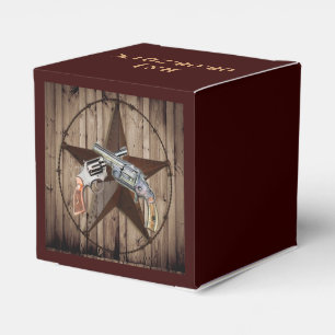 rustic western country texas star cowboy pistol favor box