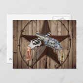 rustic western country texas star cowboy pistols postcard (Front/Back)