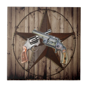 rustic western country texas star cowboy pistols tile