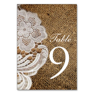 rustic western country wedding burlap and lace table number