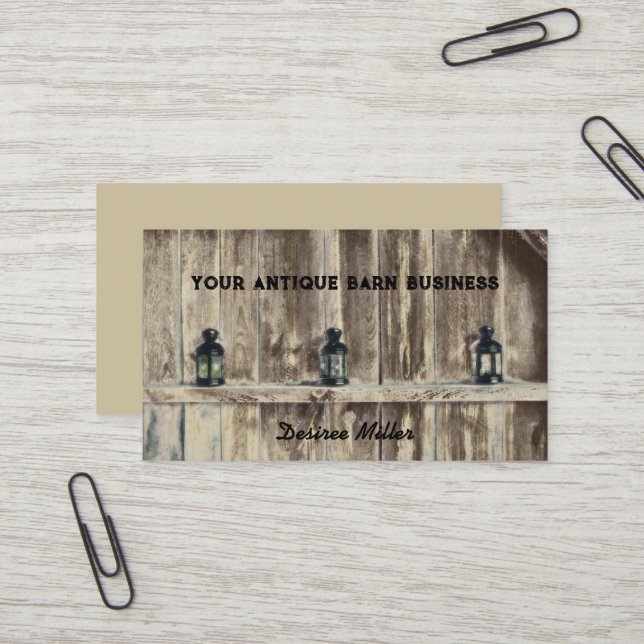 Rustic Western Country Wood Barn Lanterns Business Card (Front/Back In Situ)
