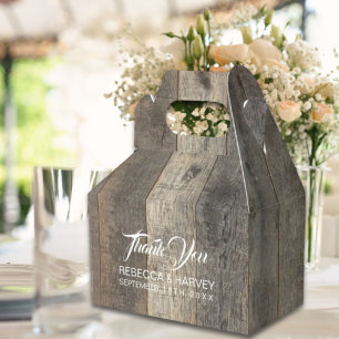 rustic western country woodgrain barn wedding favor box