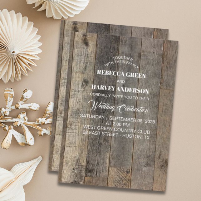 rustic western country woodgrain barn wedding invitation (rustic western country woodgrain barn wedding invitation)