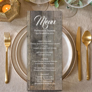 rustic western country woodgrain barn wedding menu