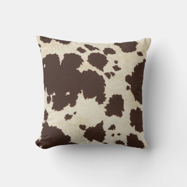Rustic Western Cow Skin Throw Pillow (Front)