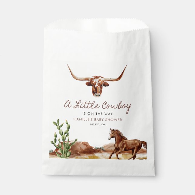 Rustic Western Cowboy Baby Shower Favour Bag (Front)