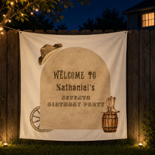 Rustic western cowboy  birthday backdrop  tapestry