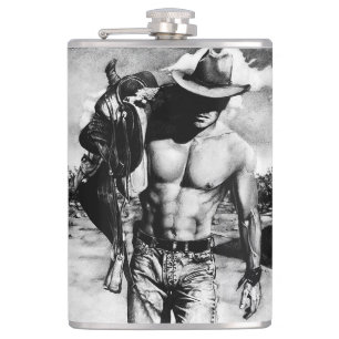 Rustic Western Cowboy Cool Masculine Art Modern Hip Flask