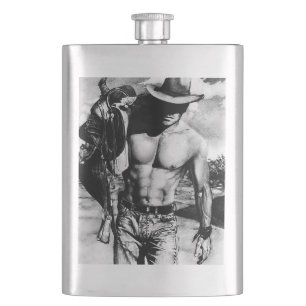 Rustic Western Cowboy Cool Original Art Classic Hip Flask
